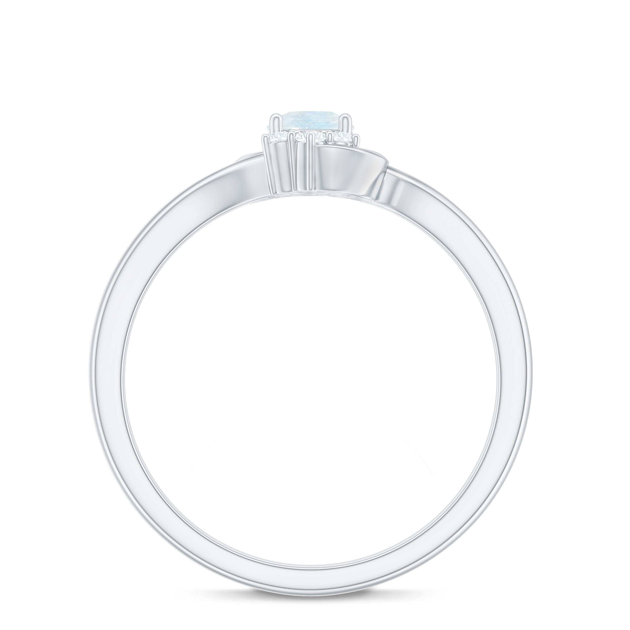 1/2 CT Moonstone and Diamond Bypass Promise Ring AAA - Rosec Jewels