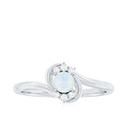 1/2 CT Moonstone and Diamond Bypass Promise Ring AAA - Rosec Jewels
