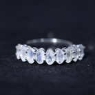 Rosec Jewels-Oval Cut Moonstone Half Eternity Wedding Band Ring