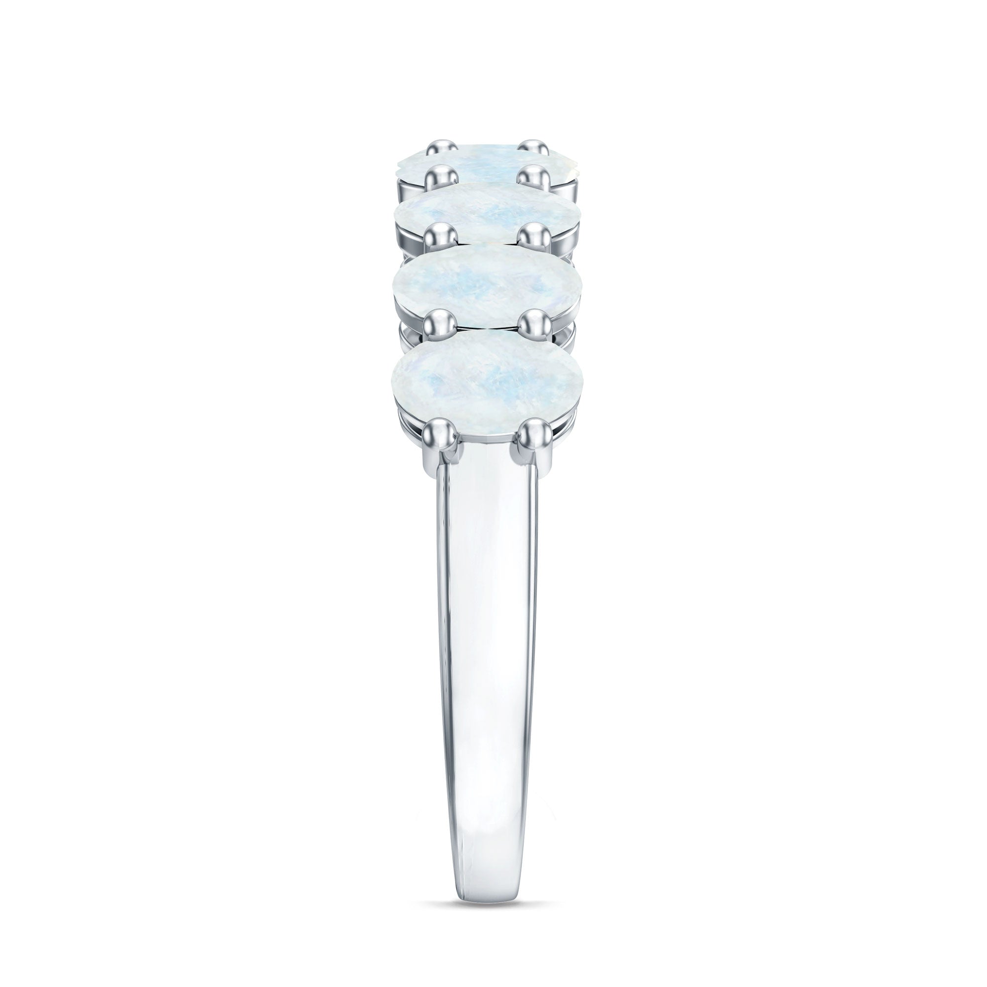 Rosec Jewels-Oval Cut Moonstone Half Eternity Wedding Band Ring