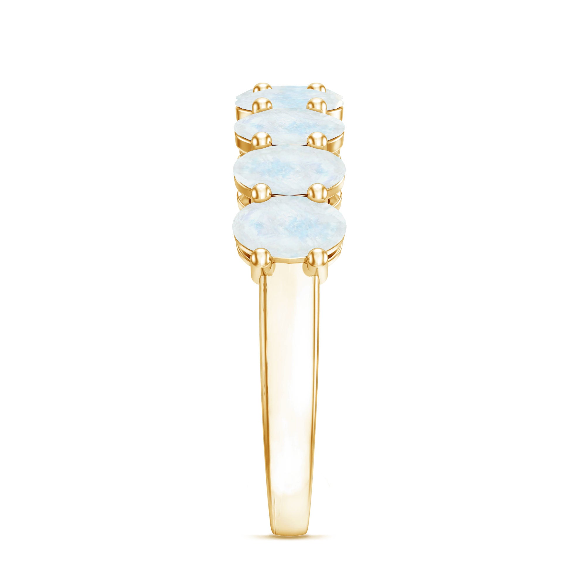 Rosec Jewels-Oval Cut Moonstone Half Eternity Wedding Band Ring