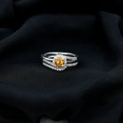 Genuine Citrine Engagement Ring with Diamond Wedding Band AAA - Rosec Jewels