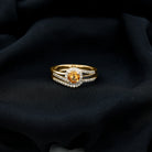 Genuine Citrine Engagement Ring with Diamond Wedding Band AAA - Rosec Jewels