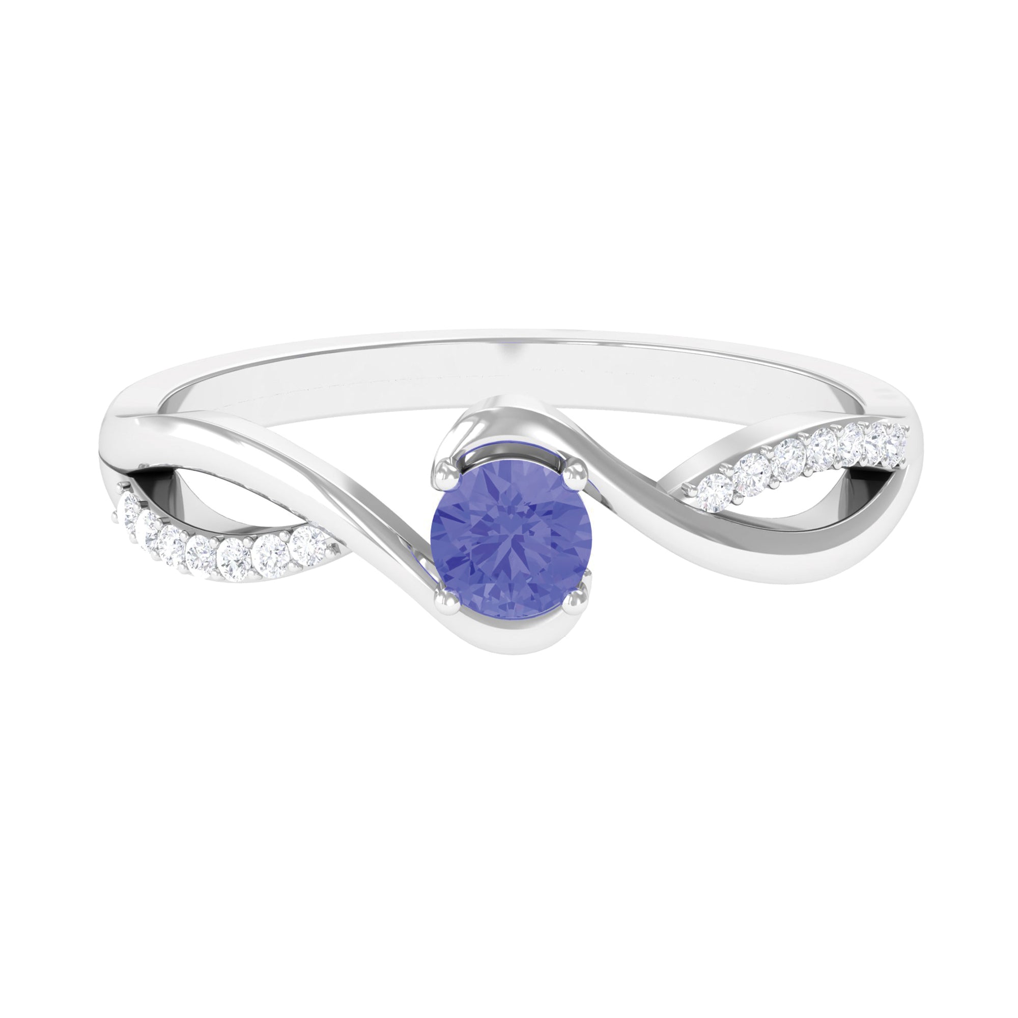 Tanzanite and Diamond Solitaire Bypass Ring Tanzanite - ( AAA ) - Quality - Rosec Jewels