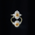 Rosec Jewels-Certified Fire Opal and Diamond Cocktail Ring in Gold Plated Silver