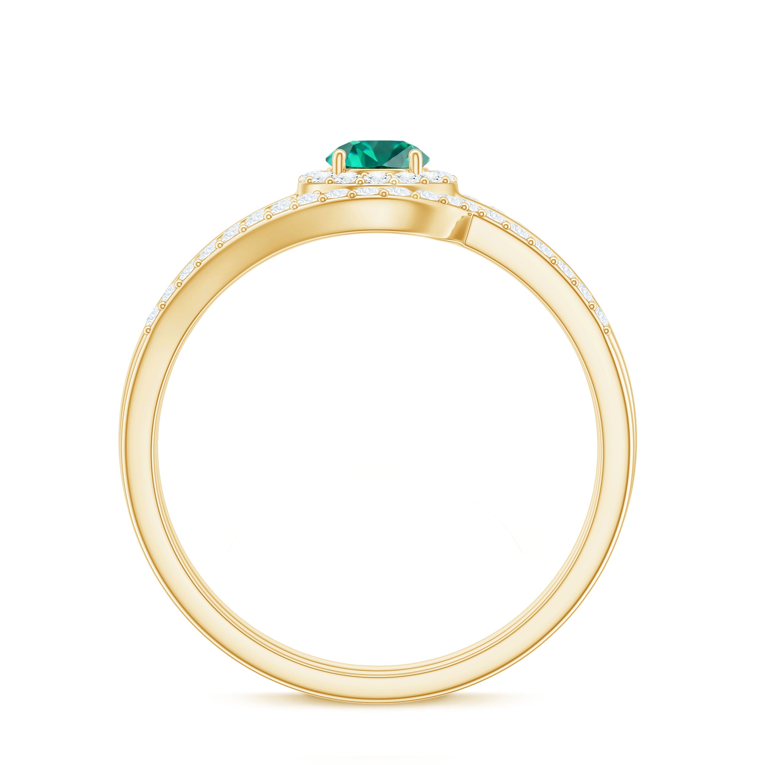 Certified Lab Grown Emerald Diamond Wedding Bridal Ring Set of 2 AAAA - Rosec Jewels