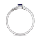 Natural Blue Sapphire Wedding Engagement Ring Set with Diamond AAA - Rosec Jewels