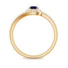 Natural Blue Sapphire Wedding Engagement Ring Set with Diamond AAA - Rosec Jewels