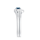 Certified London Blue Topaz and Diamond Halo Wedding Ring Set AAA - Rosec Jewels