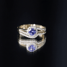 Rosec Jewels-Genuine Tanzanite Engagement Ring with Diamond Enhancer