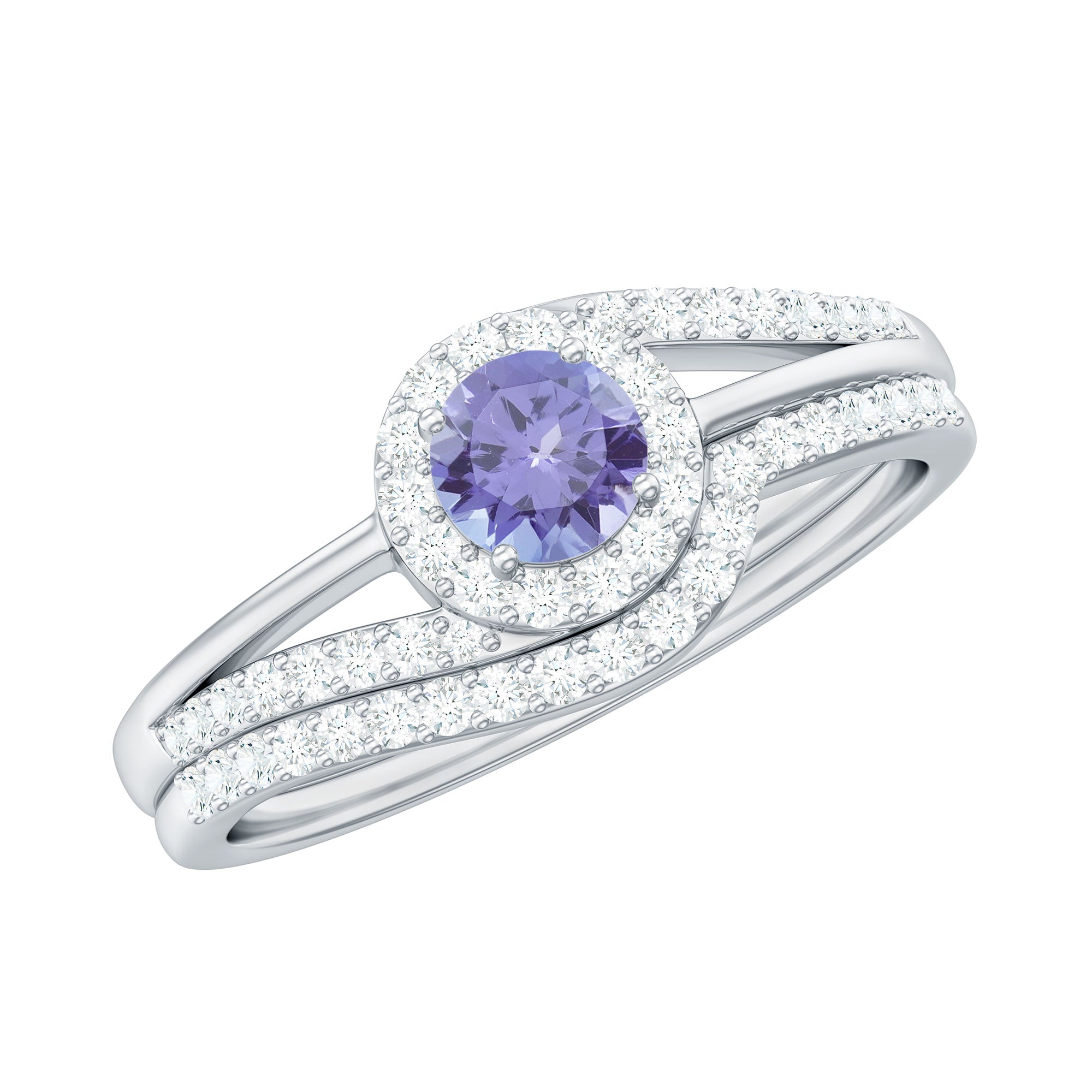Rosec Jewels-Genuine Tanzanite Engagement Ring with Diamond Enhancer