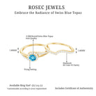 Swiss Blue Topaz Bypass Wedding Ring Set with Diamond Accent Swiss Blue Topaz - ( AAA ) - Quality - Rosec Jewels