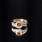 Certified Fire Opal Engagement Ring with Diamond Enhancer AAA - Rosec Jewels