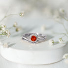Certified Fire Opal Engagement Ring with Diamond Enhancer AAA - Rosec Jewels