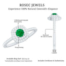 Round Emerald and Diamond Double Halo Engagement Ring AAA - Rosec Jewels