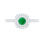 Round Emerald and Diamond Double Halo Engagement Ring AAA - Rosec Jewels