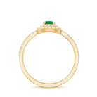 Round Emerald and Diamond Double Halo Engagement Ring AAA - Rosec Jewels