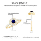 Rosec Jewels-3/4 CT Classic Blue Sapphire Double Halo Engagement Ring with Diamond