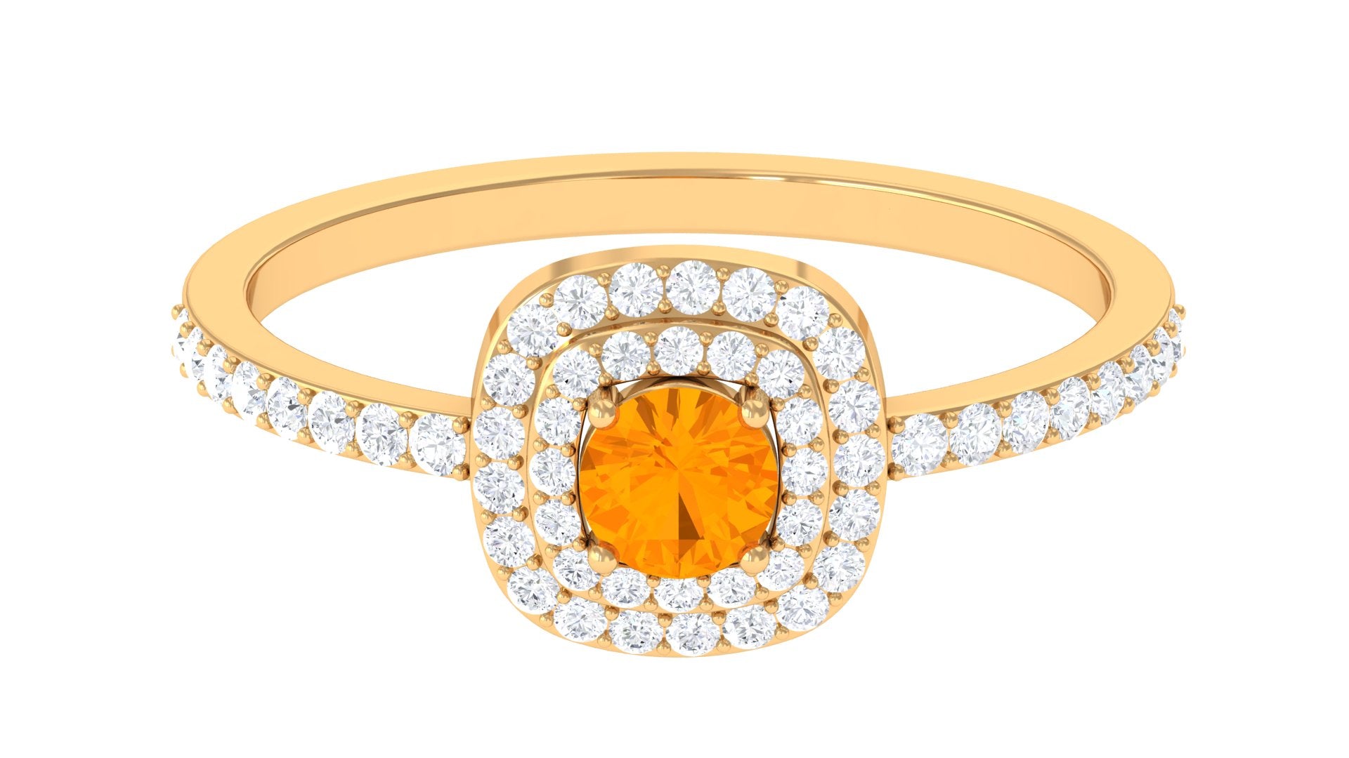 3/4 CT Classic Fire Opal Double Halo Engagement Ring with Diamond AAA - Rosec Jewels