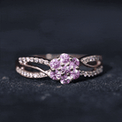 Flower Inspired Lab Grown Pink Sapphire and Diamond Infinity Engagement Ring AAAA - Rosec Jewels