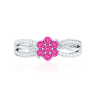 Flower Inspired Lab Grown Pink Sapphire and Diamond Infinity Engagement Ring AAAA - Rosec Jewels