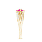 Flower Inspired Lab Grown Pink Sapphire and Diamond Infinity Engagement Ring AAAA - Rosec Jewels
