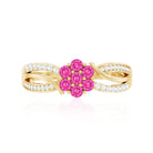 Flower Inspired Lab Grown Pink Sapphire and Diamond Infinity Engagement Ring AAAA - Rosec Jewels