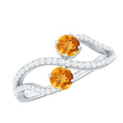 Natural Citrine Toi Et Moi Engagement Ring with Diamond AAA - Rosec Jewels