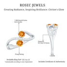 Natural Citrine Toi Et Moi Engagement Ring with Diamond AAA - Rosec Jewels
