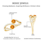 Natural Citrine Toi Et Moi Engagement Ring with Diamond AAA - Rosec Jewels