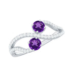 Real Amethyst Toi Et Moi Engagement Ring with Diamond AAA - Rosec Jewels