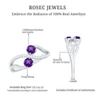 Real Amethyst Toi Et Moi Engagement Ring with Diamond AAA - Rosec Jewels