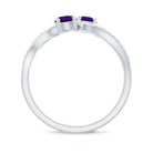 Real Amethyst Toi Et Moi Engagement Ring with Diamond AAA - Rosec Jewels