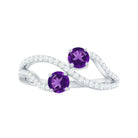 Real Amethyst Toi Et Moi Engagement Ring with Diamond AAA - Rosec Jewels