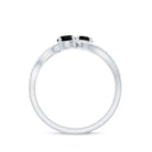Natural Black Spinel 2 Promise Ring with Diamond AAA - Rosec Jewels