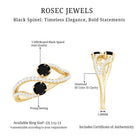 Natural Black Spinel 2 Promise Ring with Diamond AAA - Rosec Jewels