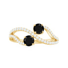 Natural Black Spinel 2 Promise Ring with Diamond AAA - Rosec Jewels