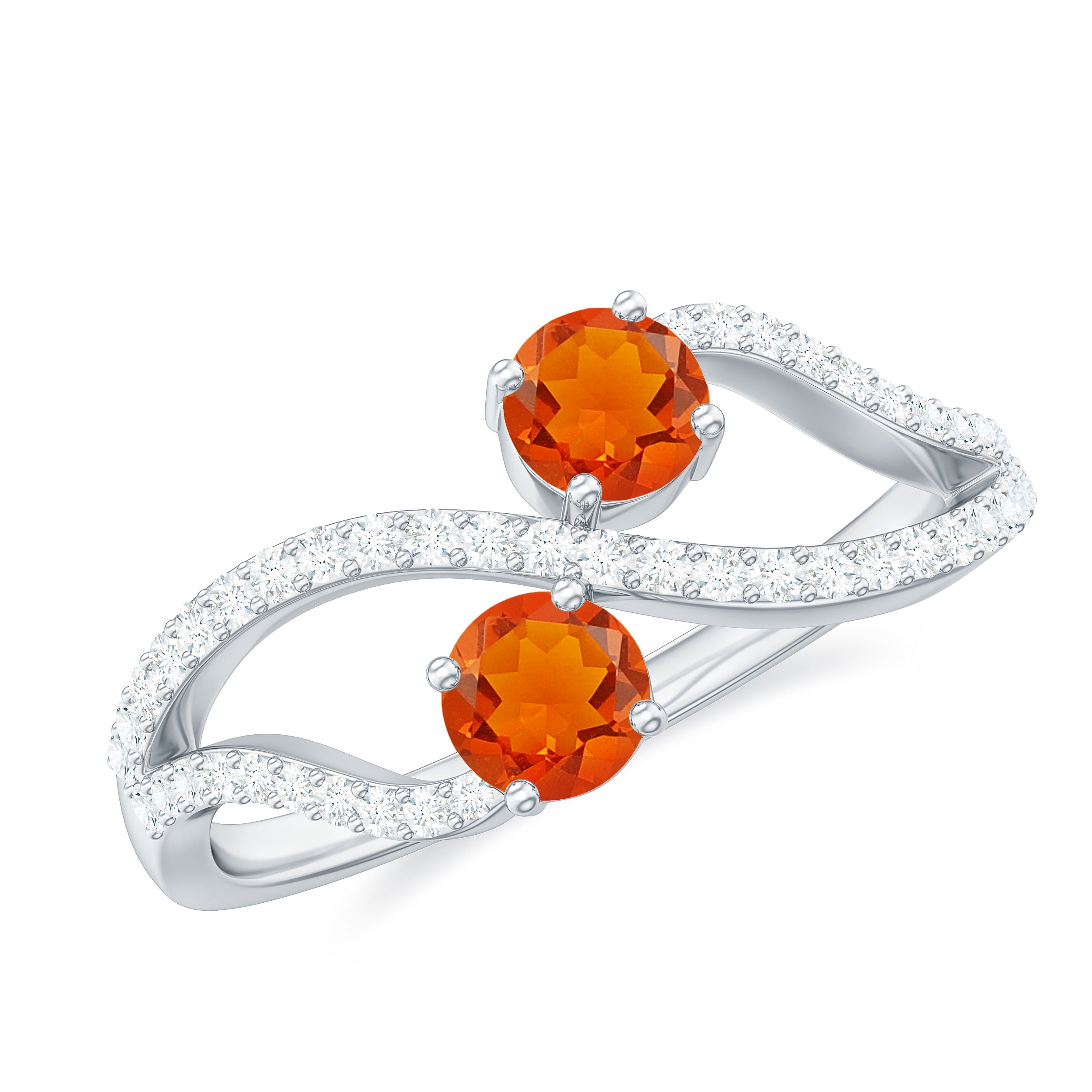 Rosec Jewels-3/4 CT Minimal Fire Opal and Diamond Engagement Ring