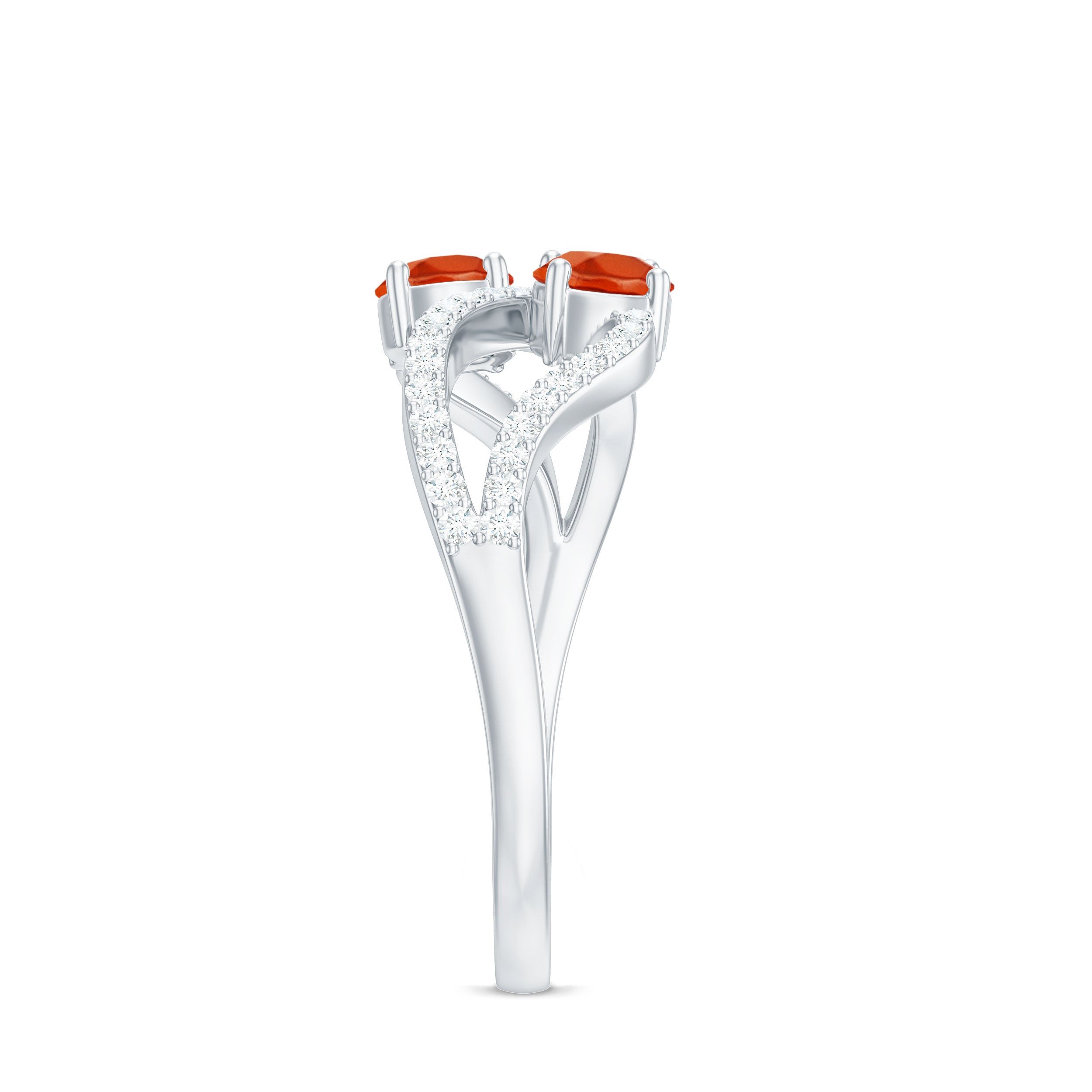 Rosec Jewels-3/4 CT Minimal Fire Opal and Diamond Engagement Ring