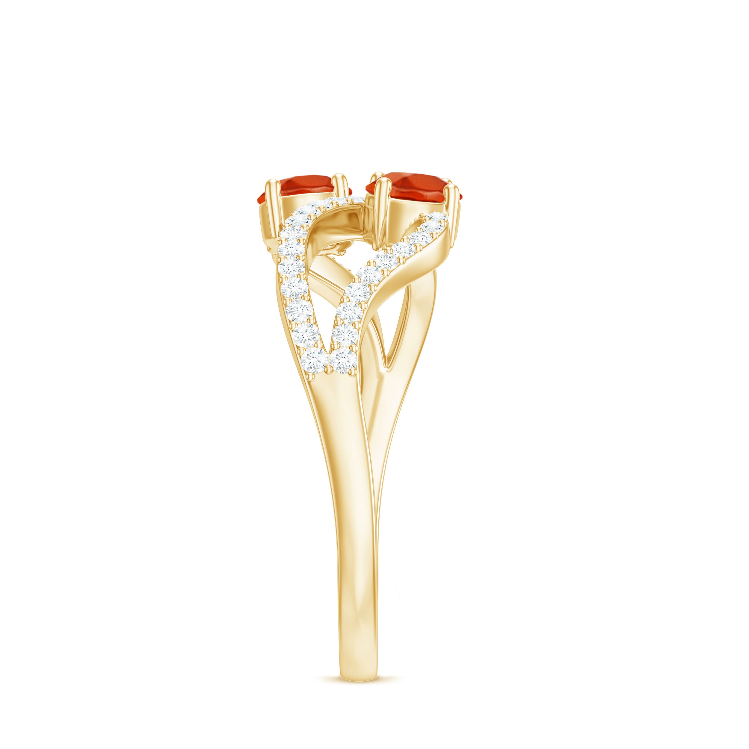 Rosec Jewels-3/4 CT Minimal Fire Opal and Diamond Engagement Ring