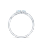 1 CT Minimal Moonstone and Diamond Engagement Ring AAA - Rosec Jewels