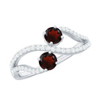 Rosec Jewels-Natural Garnet 2 Stone Engagement Ring with Diamond