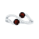 Rosec Jewels-Natural Garnet 2 Stone Engagement Ring with Diamond