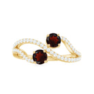 Rosec Jewels-Natural Garnet 2 Stone Engagement Ring with Diamond