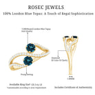 Natural London Blue Topaz 2 Stone Promise Ring with Diamond AAA - Rosec Jewels