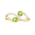 Natural Peridot Toi Et Moi Ring with Diamond Infinity Shank AAA - Rosec Jewels