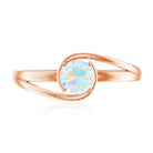 Natural Ethiopian Opal Solitaire Ring with Bypass Shank AAA - Rosec Jewels