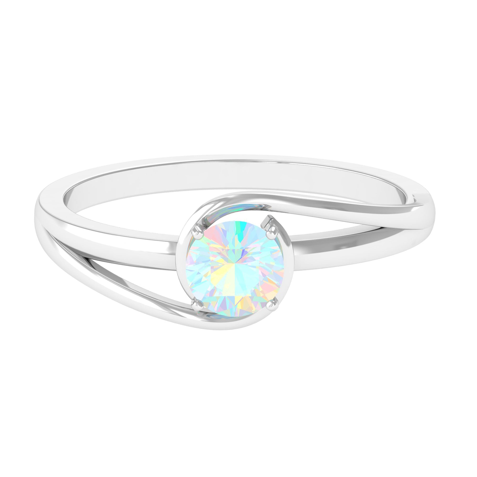 Classic Ethiopian Opal Solitaire Promise Ring Ethiopian Opal - ( AAA ) - Quality - Rosec Jewels