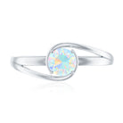 Natural Ethiopian Opal Solitaire Ring with Bypass Shank AAA - Rosec Jewels