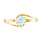 Natural Ethiopian Opal Solitaire Ring with Bypass Shank AAA - Rosec Jewels